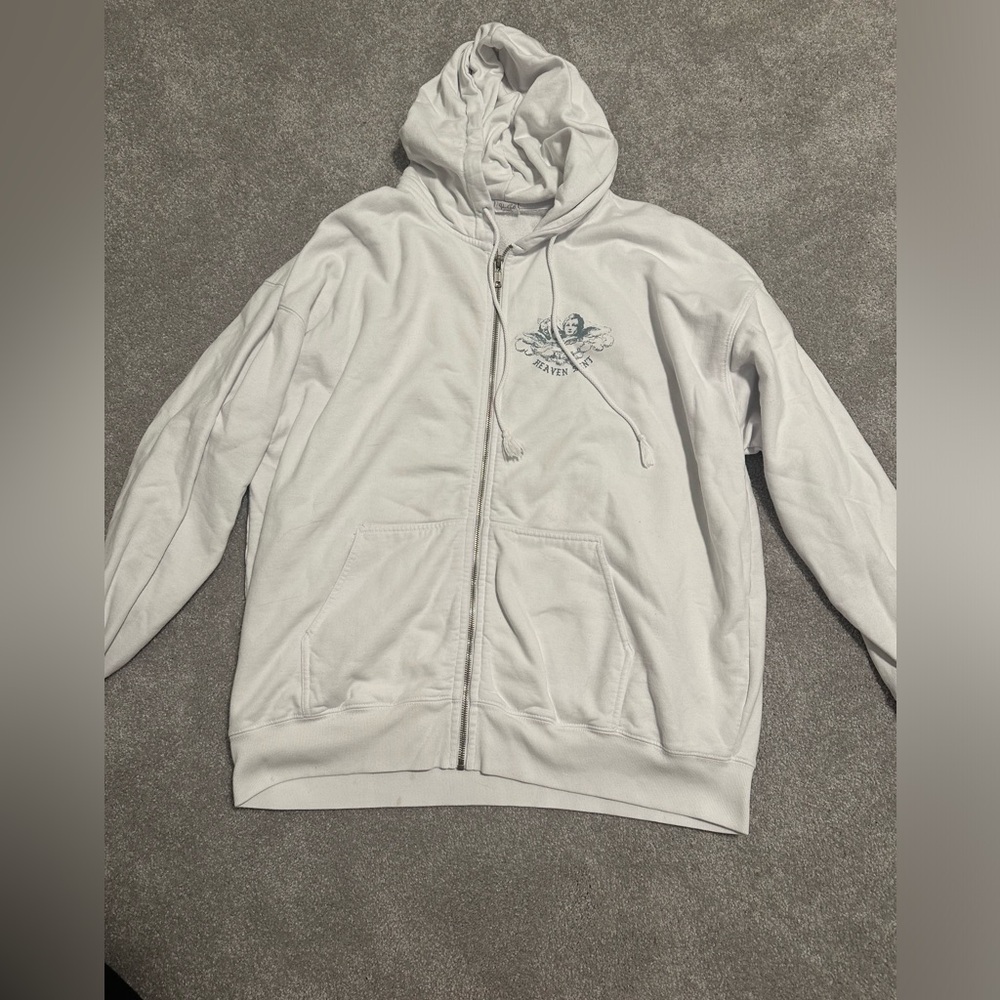Brandy Melville white full zip Christy hoodie, worn a few times, super soft